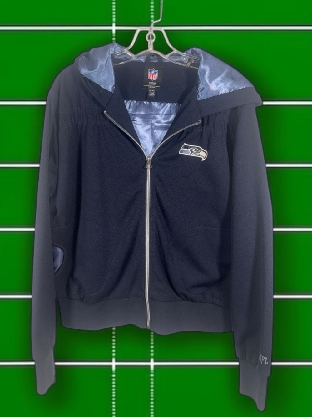NFL Seattle Seahawks Navy and Silver Hooded Full-Zip Windbreaker
